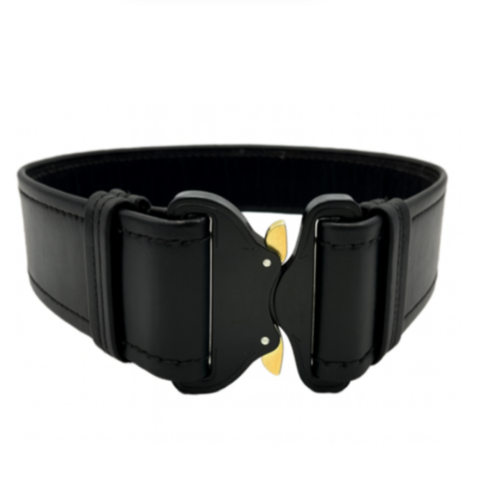 2.25 Inch Reinforced Duty Belt with Triple Lock Buckle LEOTAC™ for police and security officers and law enforcement, plain Finish. Lightweight.