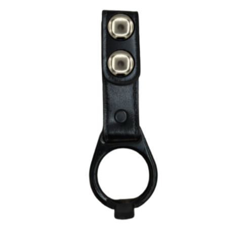 Side Handle Baton Holder with Wide Tooth Ring LEOTAC™ for police and security officers, plain finish with nickel snap. Lightweight.