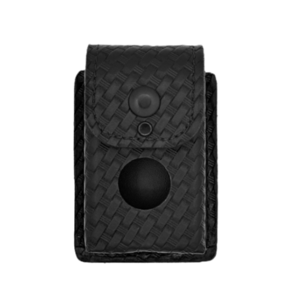 Alarm Holder LEOTAC™ for police and security officers, Basketweave finish with black snap. Lightweight.
