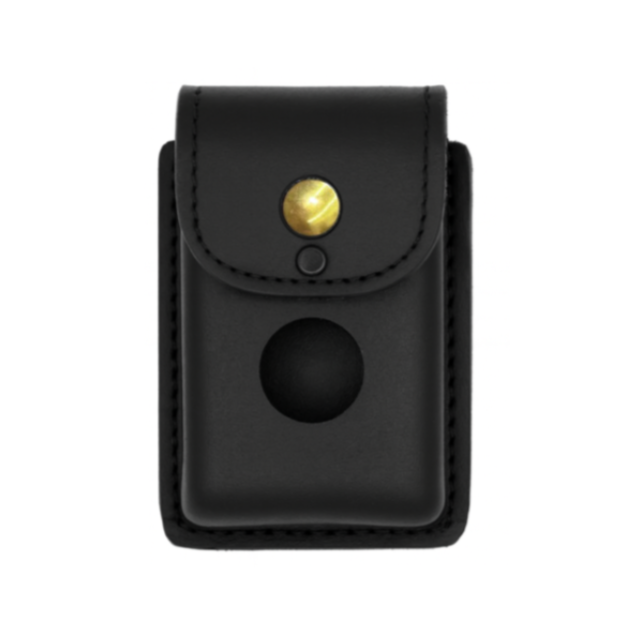 Alarm Holder LEOTAC™ for police and security officers, plain finish with brass snap. Lightweight.
