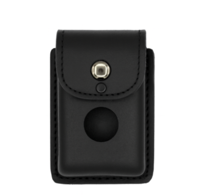 Alarm Holder LEOTAC™ for police and security officers, plain finish with Nickel snap. Lightweight.
