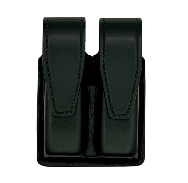 Double Magazine Pouch LEOTAC™ for police and security officers, plain finish with hidden or velcro snap. Lightweight.