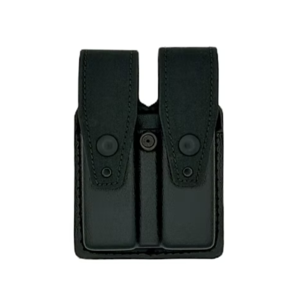 Double Magazine Pouch LEOTAC™ for police and security officers, tac finish with black snap. Lightweight.
