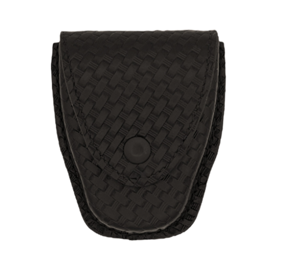 Single Chained Handcuff Case LEOTAC™ for police and security officers and law enforcement, Basketweave finish with black snap. Lightweight.
