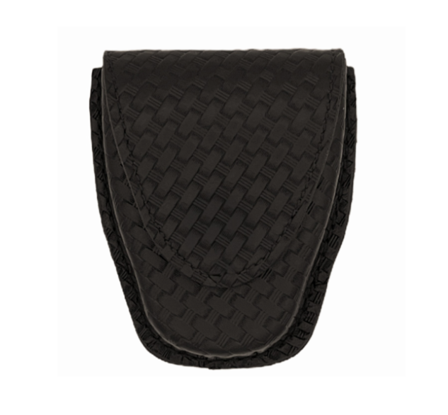 Single Chained Handcuff Case LEOTAC™ for police and security officers and law enforcement, Basketweave finish with hidden or velcro snap. Lightweight.
