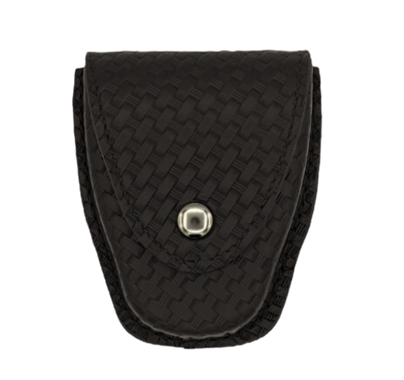 Single Chained Handcuff Case LEOTAC™ for police and security officers and law enforcement, Basketweave finish with nickel snap. Lightweight.
