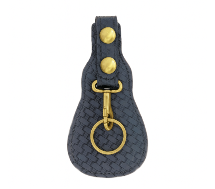 Key Flap Holder LEOTAC™ for police and security officers, Basketweave finish with brass snap and brass ring. Lightweight.