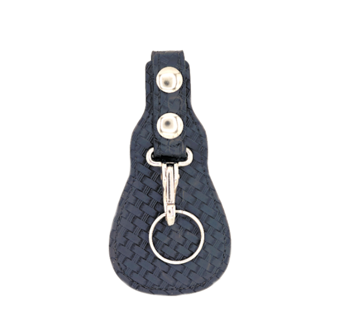 Key Flap Holder LEOTAC™ for police and security officers, Basketweave finish with Nickel snap and Nickel ring. Lightweight.