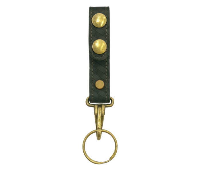 Key Strap Holder LEOTAC™ for police and security officers, Basketweave finish with brass snap and brass ring. Lightweight.