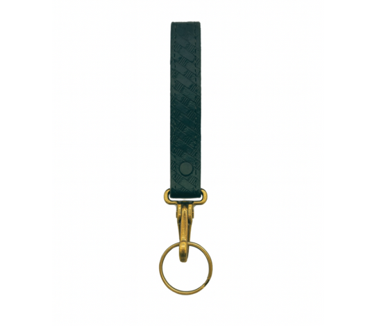 Key Strap Holder - Slide On LEOTAC™ for police and security officers, Basketweave finish with brass ring. Lightweight.