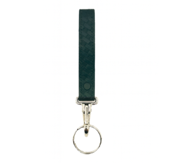 Key Strap Holder - Slide On LEOTAC™ for police and security officers, Basketweave finish with Nickel ring. Lightweight.
