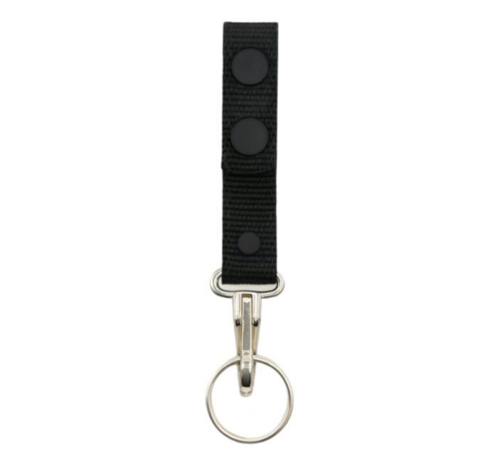 Key Strap Holder LEOTAC™ for police and security officers, nylon finish with black snap and Nickel ring. Lightweight.
