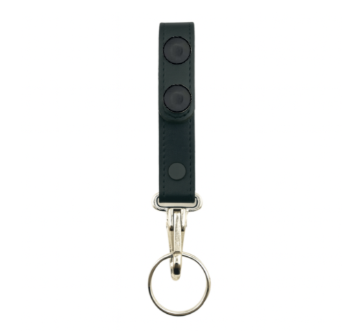 Key Strap Holder LEOTAC™ for police and security officers, plain finish with black snap and Nickel ring. Lightweight.