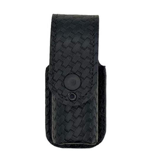 MK3 OC, Pepper Spray, Teargas Holder LEOTAC™ for police and security officers, Basketweave finish with black snap. Lightweight.
