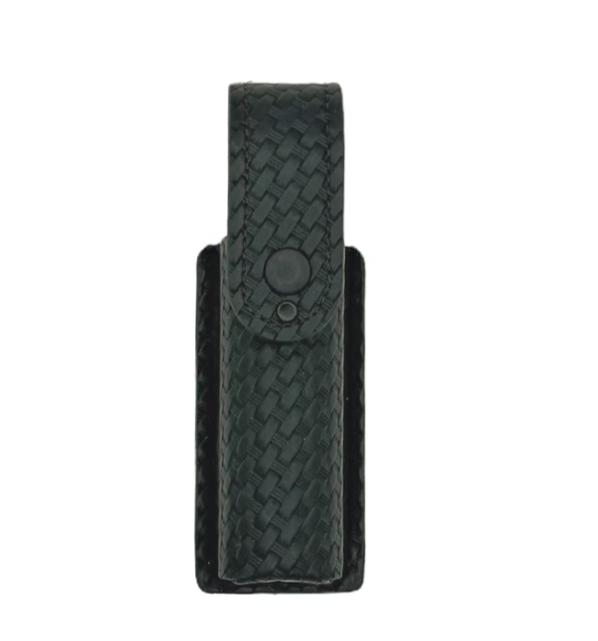MK4 OC, Pepper Spray, Teargas Holder LEOTAC™ for police and security officers, Basketweave finish with black snap. Lightweight.