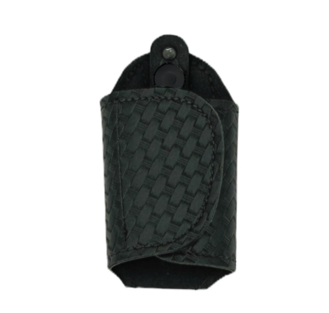 Silent Key Holder LEOTAC™ for police and security officers, basketweave finish with black snap. Lightweight.
