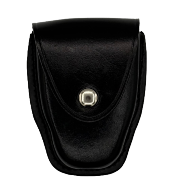 Single Chained Handcuff Case LEOTAC™ for police and security officers and law enforcement, plain finish with nickel snap. Lightweight.