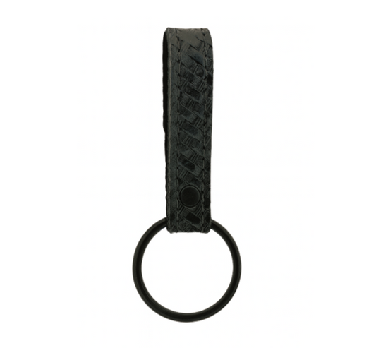 Straight Slide On Baton Ring Holder LEOTAC™ for police, law enforcement and security officers, Basketweave finish black ring. Lightweight.
