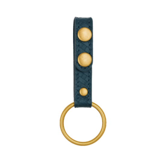 Straight Baton Ring Holder LEOTAC™ for police, law enforcement and security officers, Basketweave finish with brass snap and brass ring. Lightweight.
