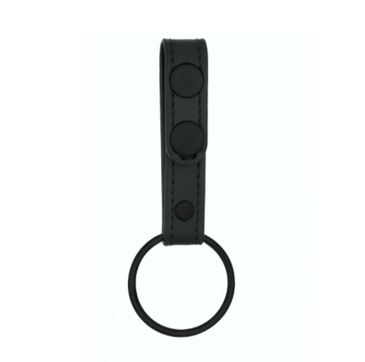 Straight Baton Ring Holder LEOTAC™ for police, law enforcement and security officers, plain finish with black snap and black ring. Lightweight.
