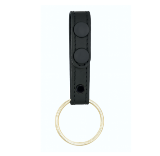 Straight Baton Ring Holder LEOTAC™ for police, law enforcement and security officers, plain finish with black snap and nickel ring. Lightweight.