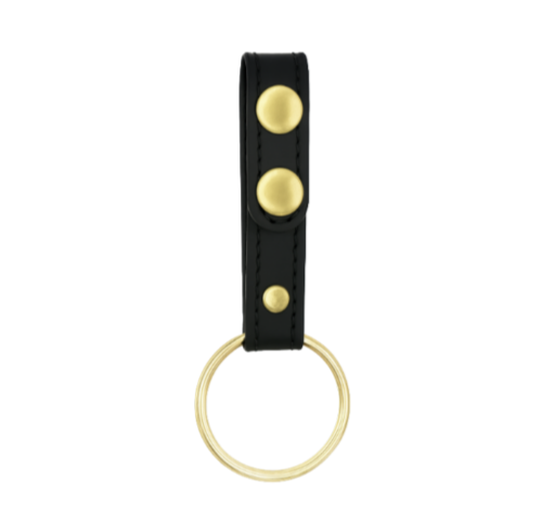 Straight Baton Ring Holder LEOTAC™ for police, law enforcement and security officers, plain finish with brass snap and brass ring. Lightweight.