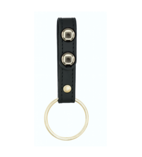Straight Baton Ring Holder LEOTAC™ for police, law enforcement and security officers, plain finish with nickel snap and nickel ring. Lightweight.