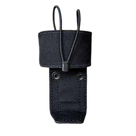 Universal Radio Holder LEOTAC™ for police and security officers, nylon finish with Adjustable Side and Optional Retention Strap - Long Back 7 Inches snap. Lightweight.